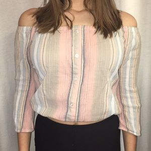 Cropped off the shoulder striped top